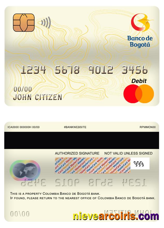 Colombia Banco de Bogotá bank mastercard debit card